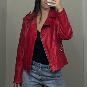Red leather jacket